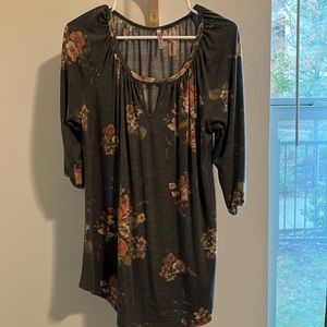 Gray floral blouse